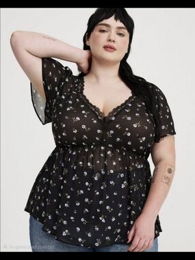 *Like New* Torrid Tie-Back Vneck Blouse